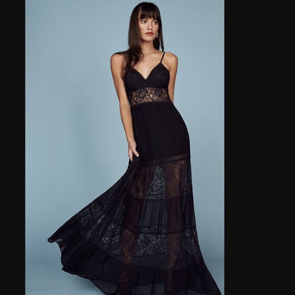 Reformation A Very Special Dress Black Lace Maxi Size 2 - Picture 1 of 11